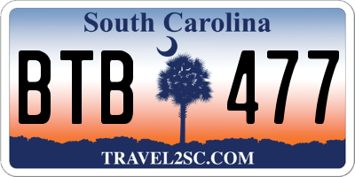 SC license plate BTB477