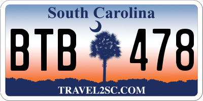 SC license plate BTB478