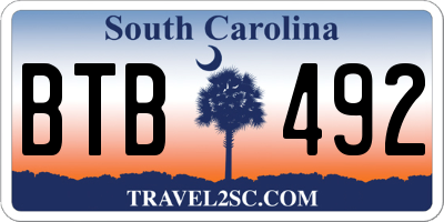 SC license plate BTB492