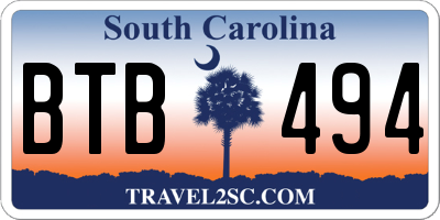 SC license plate BTB494