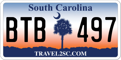SC license plate BTB497