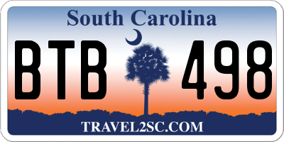SC license plate BTB498
