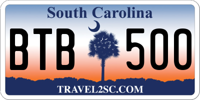 SC license plate BTB500