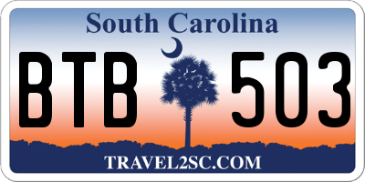 SC license plate BTB503