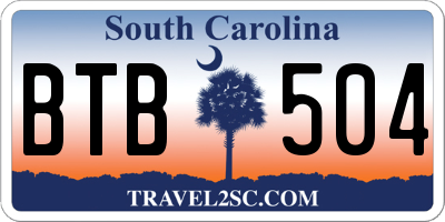 SC license plate BTB504