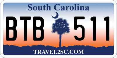 SC license plate BTB511