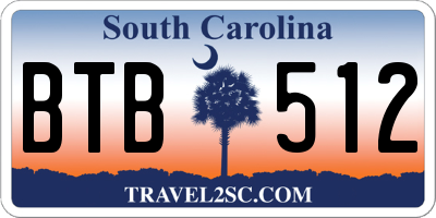 SC license plate BTB512