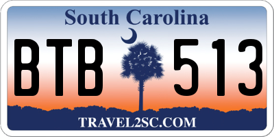 SC license plate BTB513