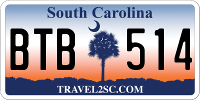SC license plate BTB514