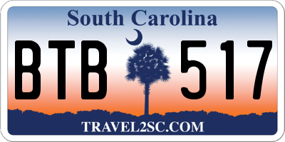 SC license plate BTB517