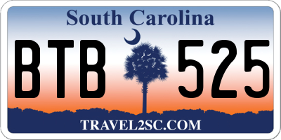 SC license plate BTB525
