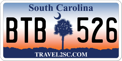 SC license plate BTB526
