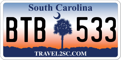 SC license plate BTB533