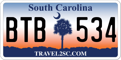 SC license plate BTB534