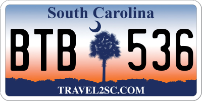 SC license plate BTB536