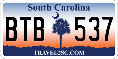 SC license plate BTB537