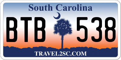 SC license plate BTB538