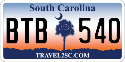SC license plate BTB540