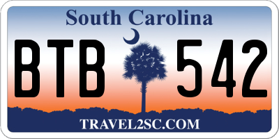 SC license plate BTB542
