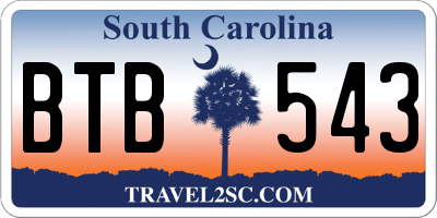 SC license plate BTB543