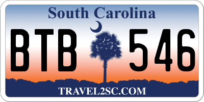 SC license plate BTB546