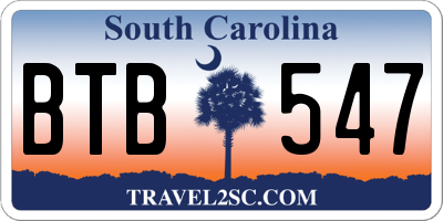 SC license plate BTB547