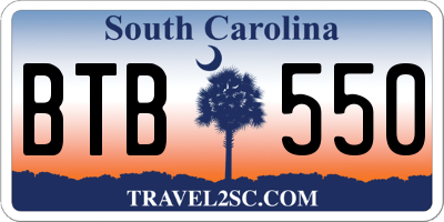 SC license plate BTB550