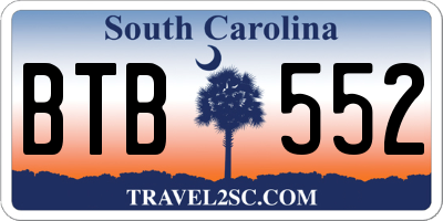 SC license plate BTB552