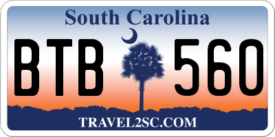SC license plate BTB560