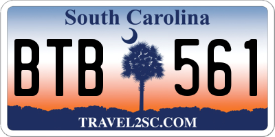 SC license plate BTB561
