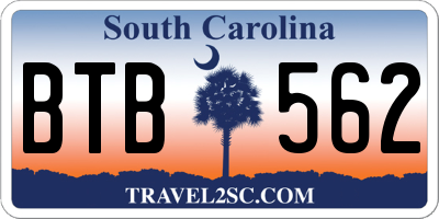 SC license plate BTB562