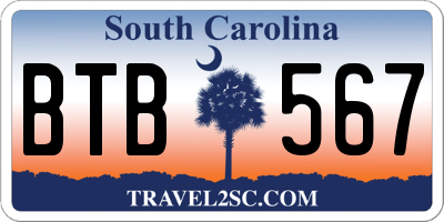 SC license plate BTB567