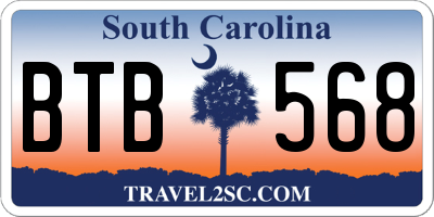SC license plate BTB568