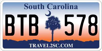 SC license plate BTB578