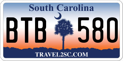 SC license plate BTB580