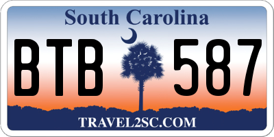 SC license plate BTB587