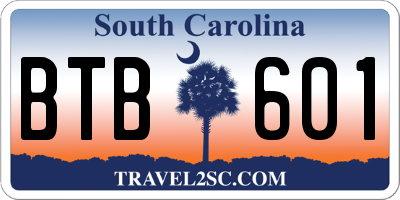 SC license plate BTB601