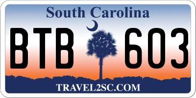 SC license plate BTB603