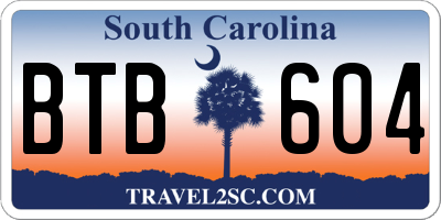 SC license plate BTB604