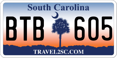 SC license plate BTB605