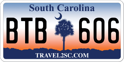 SC license plate BTB606