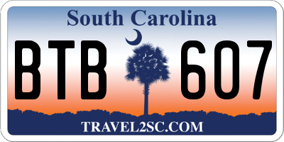 SC license plate BTB607