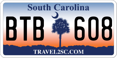 SC license plate BTB608