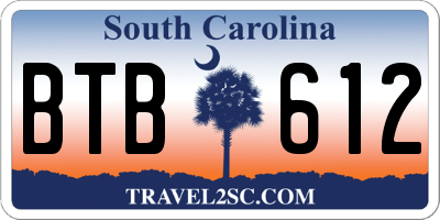 SC license plate BTB612