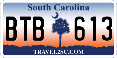 SC license plate BTB613