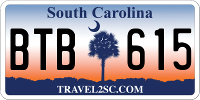 SC license plate BTB615
