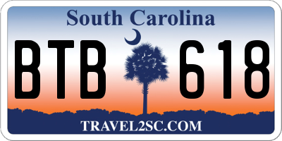 SC license plate BTB618