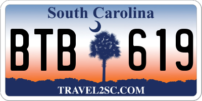 SC license plate BTB619