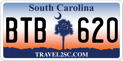 SC license plate BTB620