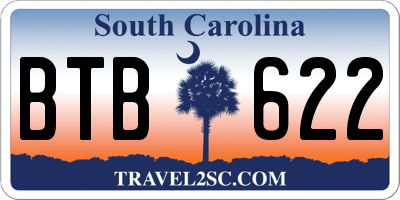 SC license plate BTB622